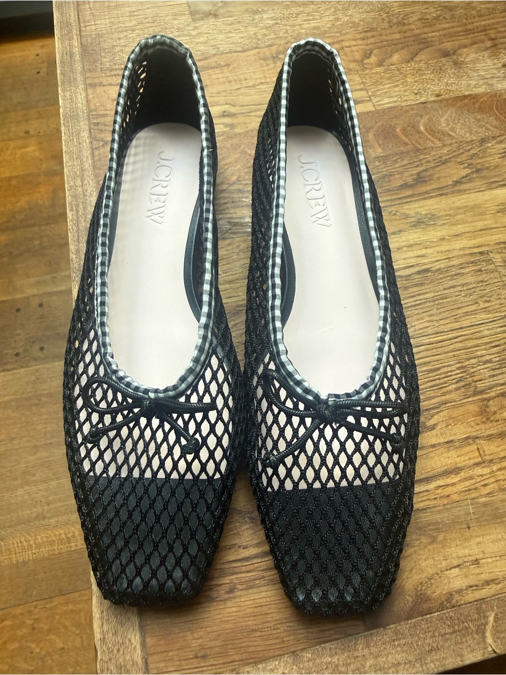 J. Crew Black Mesh Square-Toe Ballet Flats